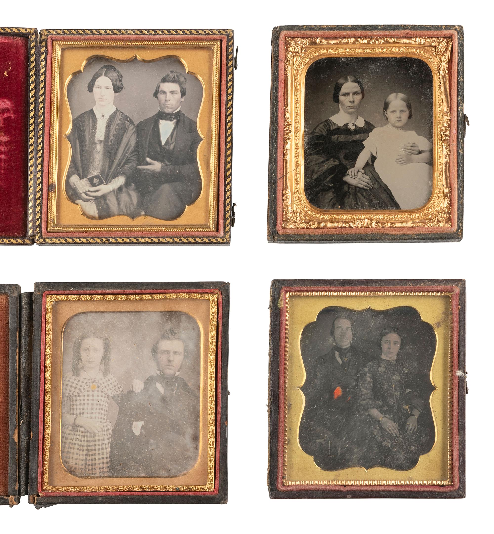 [EARLY PHOTOGRAPHY]. Assorted cased images of pairs and trios of sitters.
