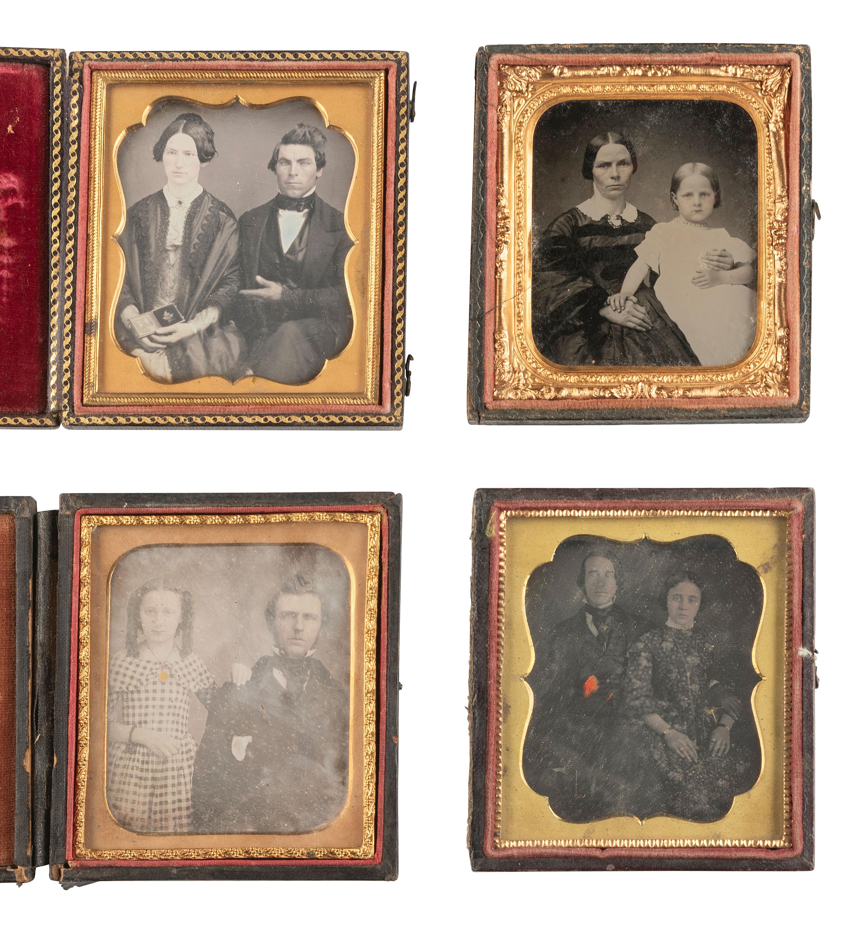 [EARLY PHOTOGRAPHY]. Assorted cased images of pairs and trios of sitters.