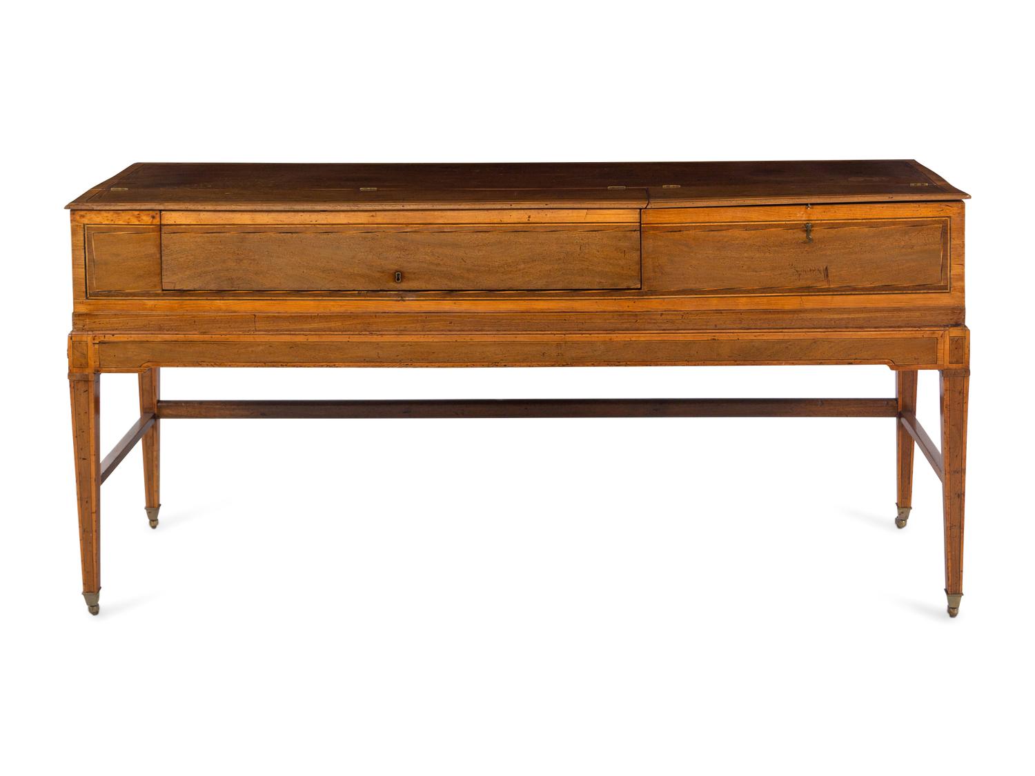 A George III Mahogany and Satinwood Spinet Piano