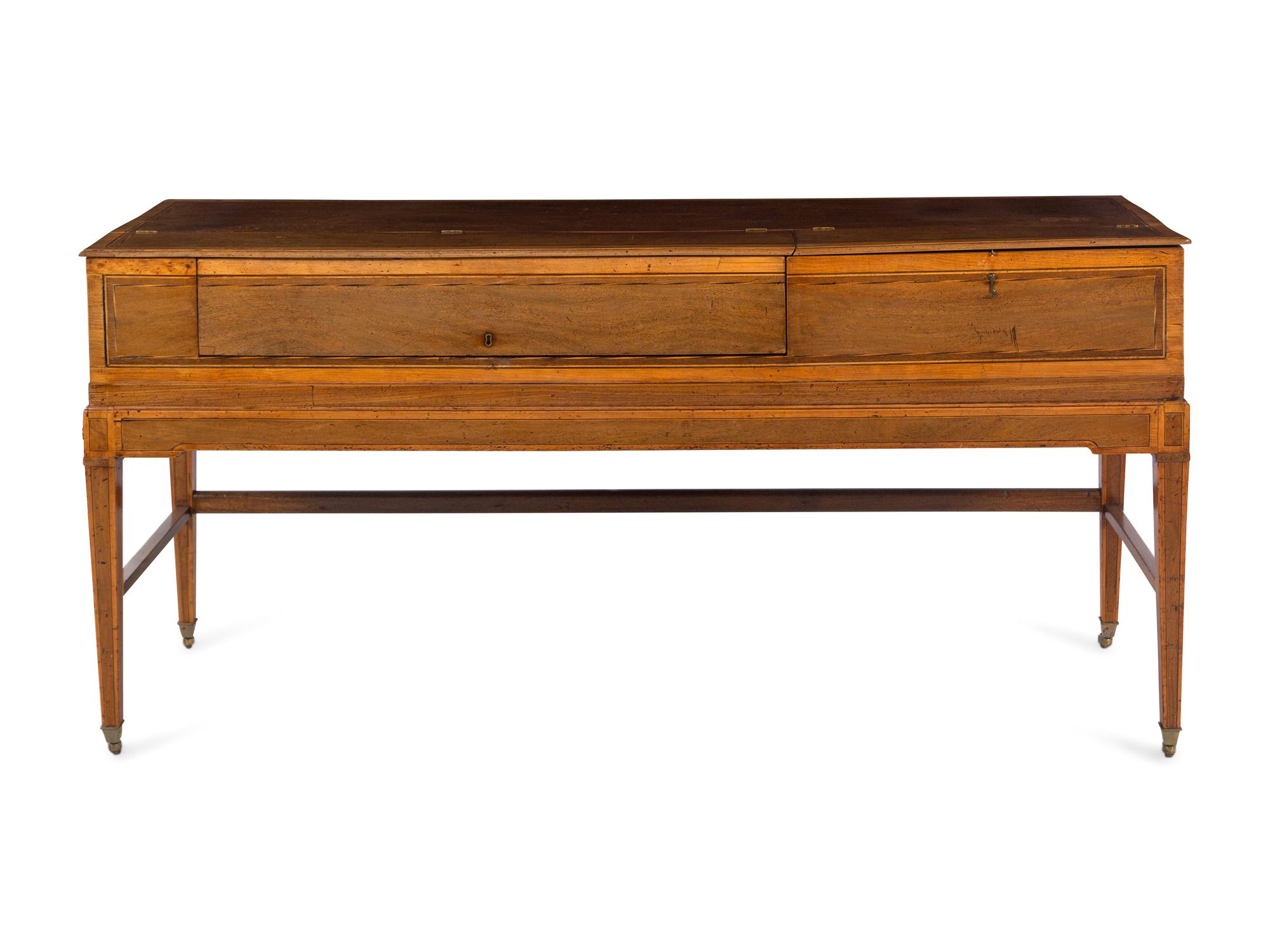 A George III Mahogany and Satinwood Spinet Piano