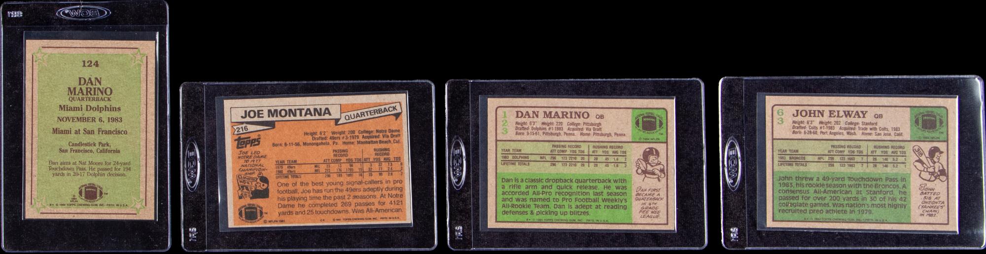 A Collection of Hall of Fame Quarterback Football Rookie Cards