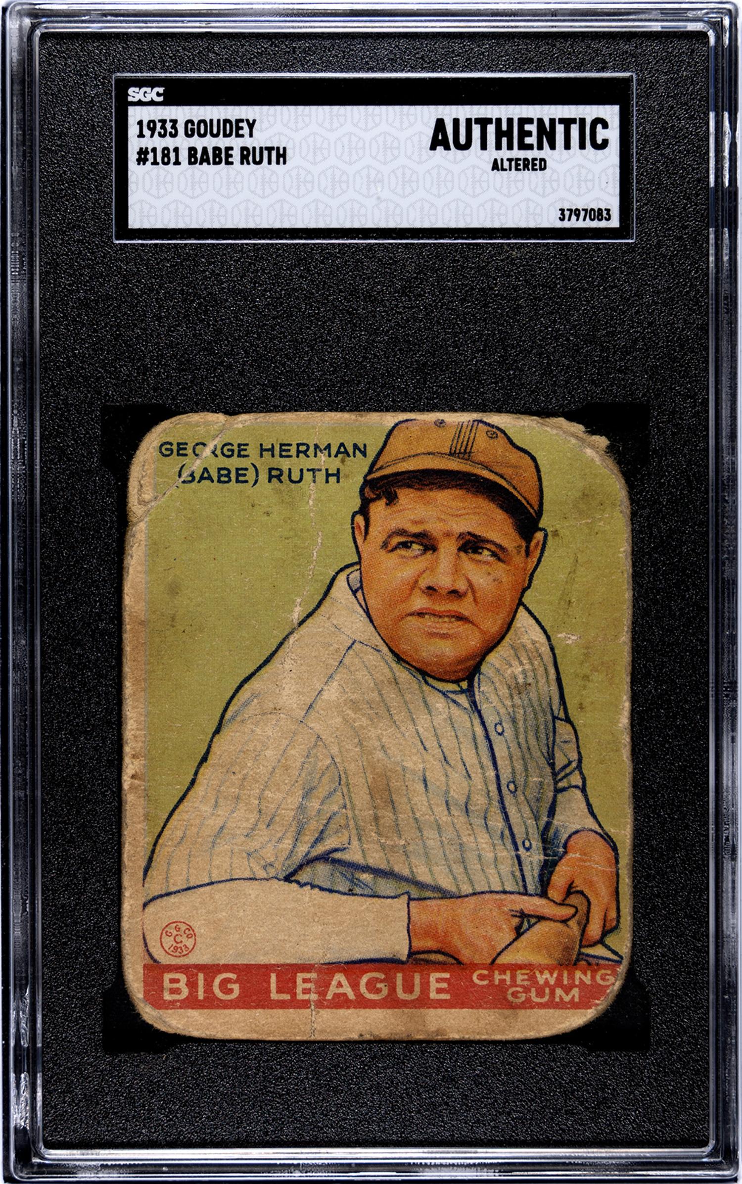 A 1933 Goudey Babe Ruth Baseball Card No. 181 (SGC Authentic)