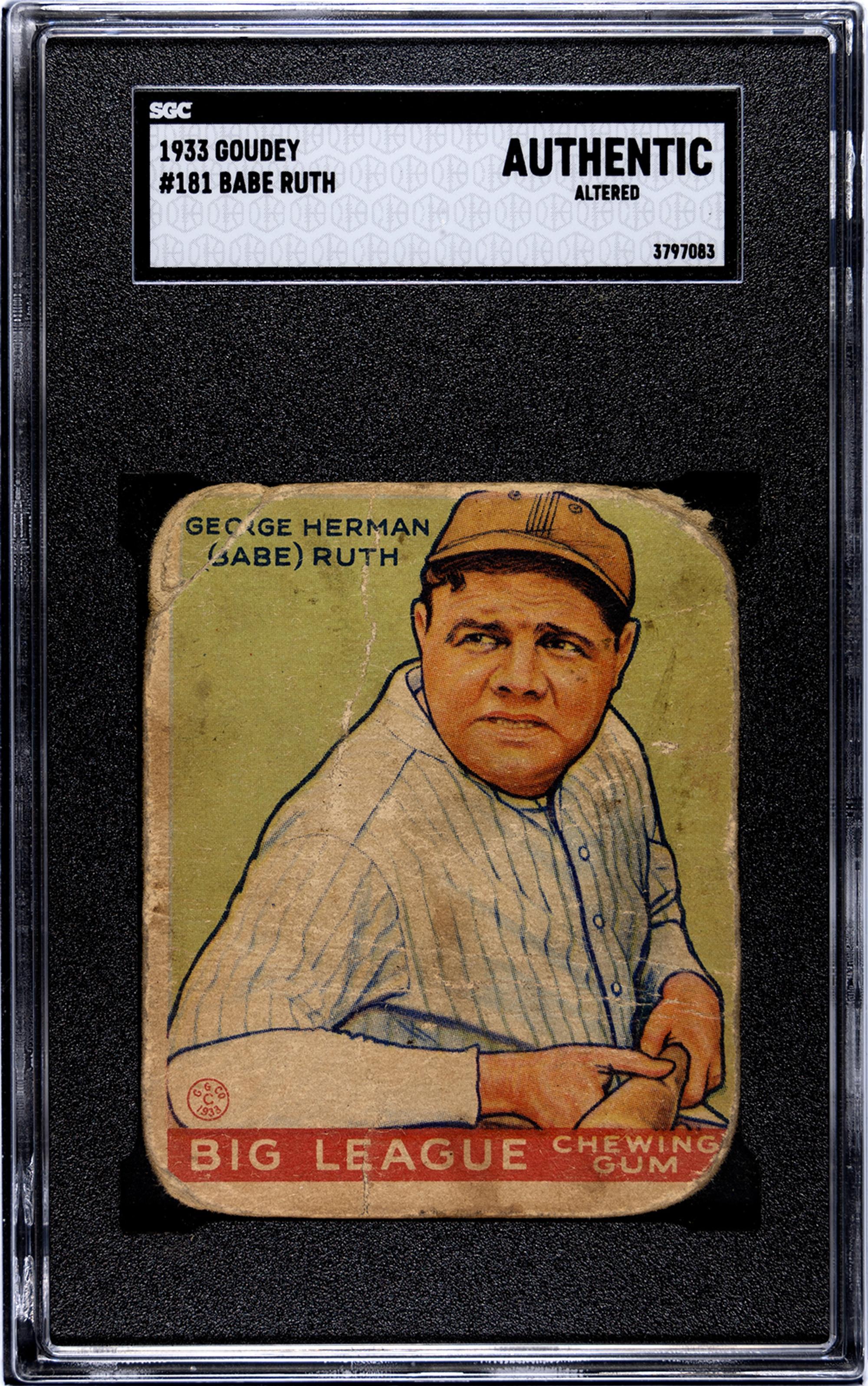 A 1933 Goudey Babe Ruth Baseball Card No. 181 (SGC Authentic)