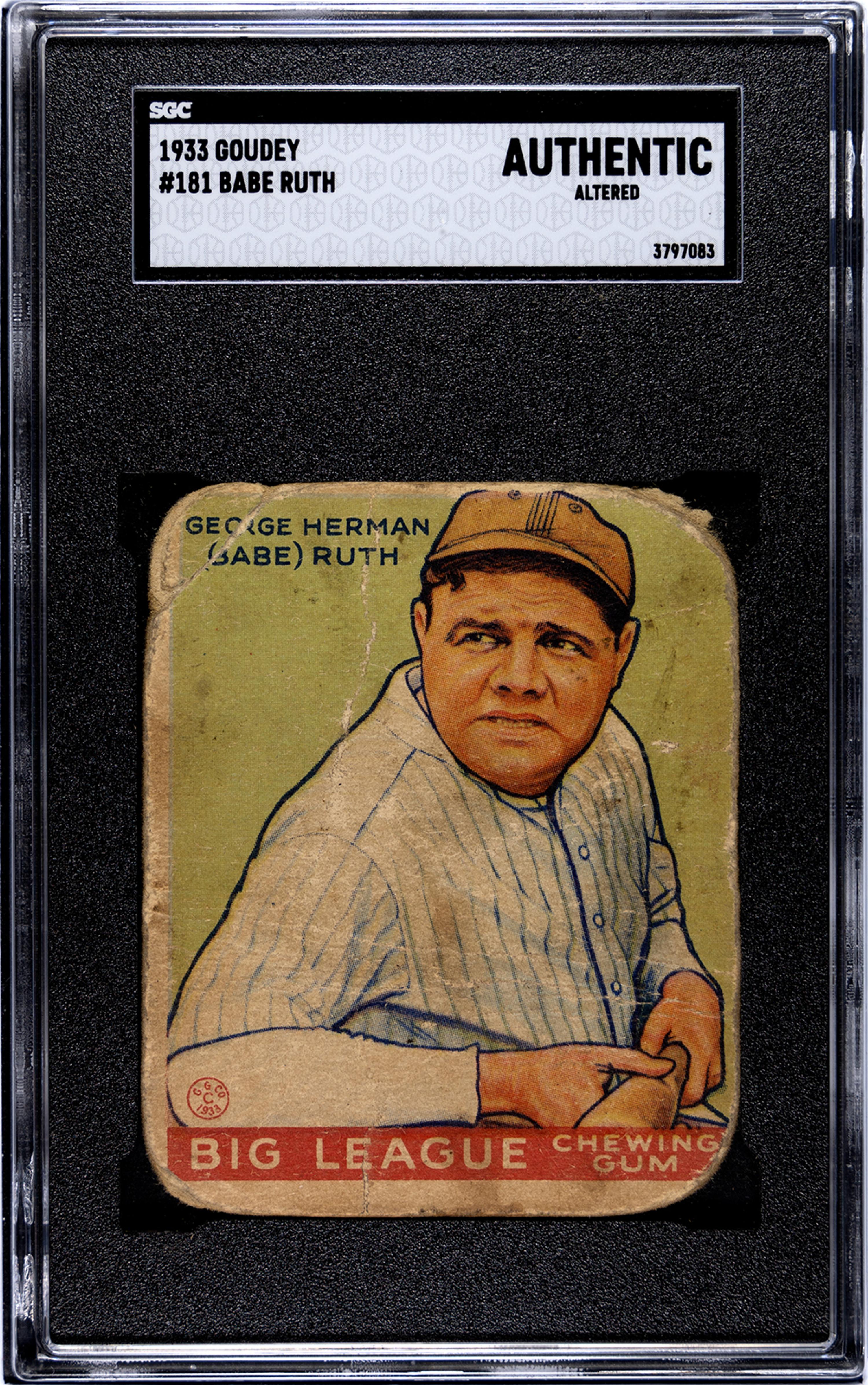 A 1933 Goudey Babe Ruth Baseball Card No. 181 (SGC Authentic)