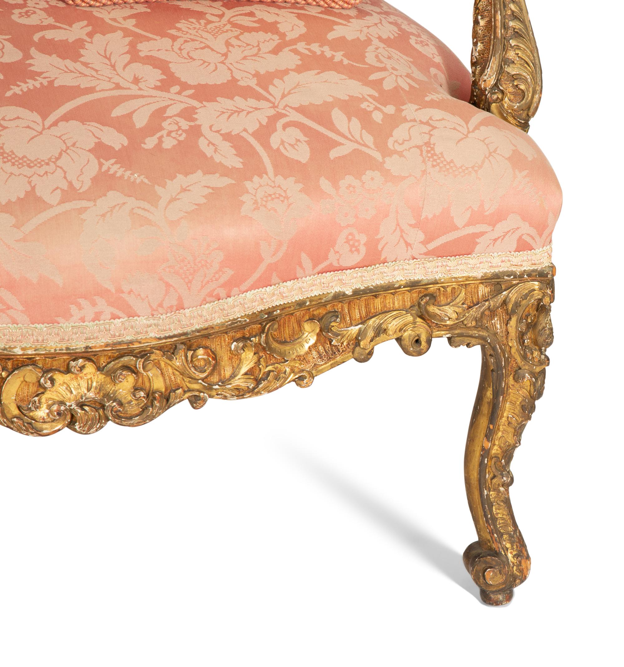 A Louis XV Style Carved Giltwood Settee