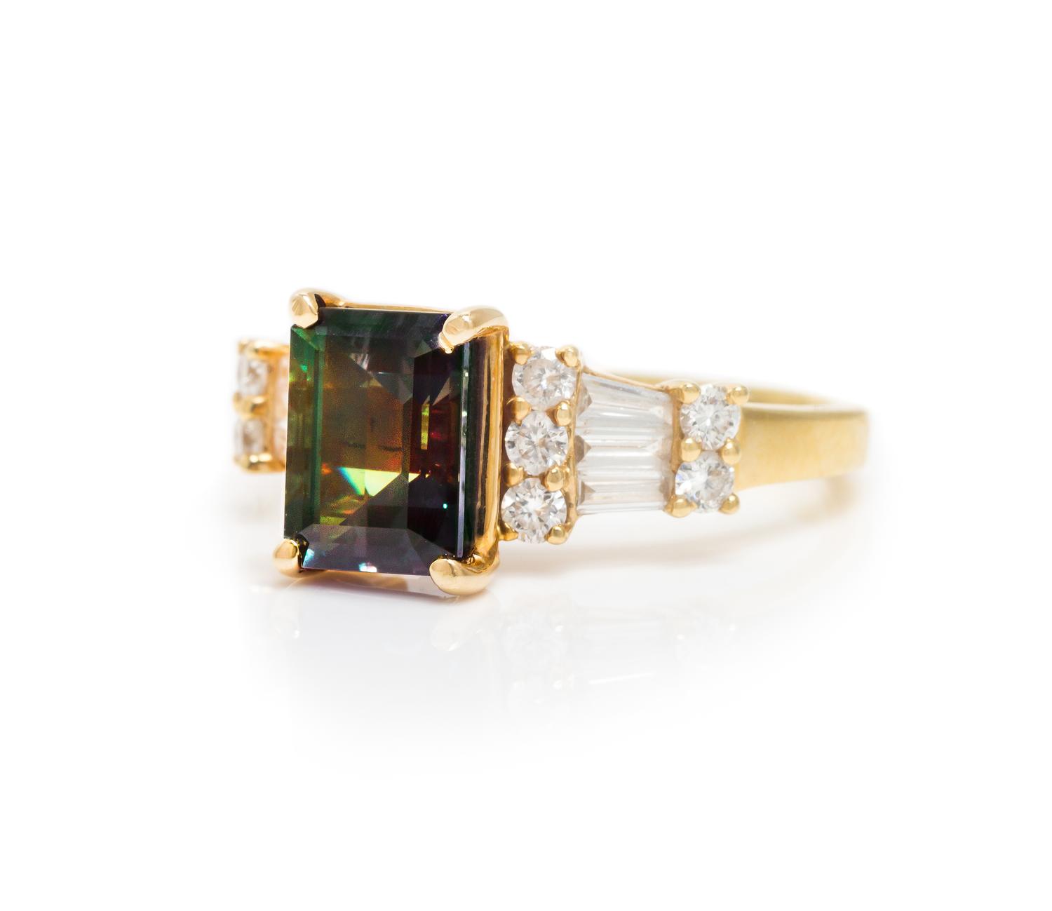 An 18 Karat Yellow Gold, Alexandrite and Diamond Ring, 4.60 dwts.