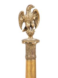 A Pair of Neoclassical Gilt Bronze Andirons with Wreath Ring Handles
