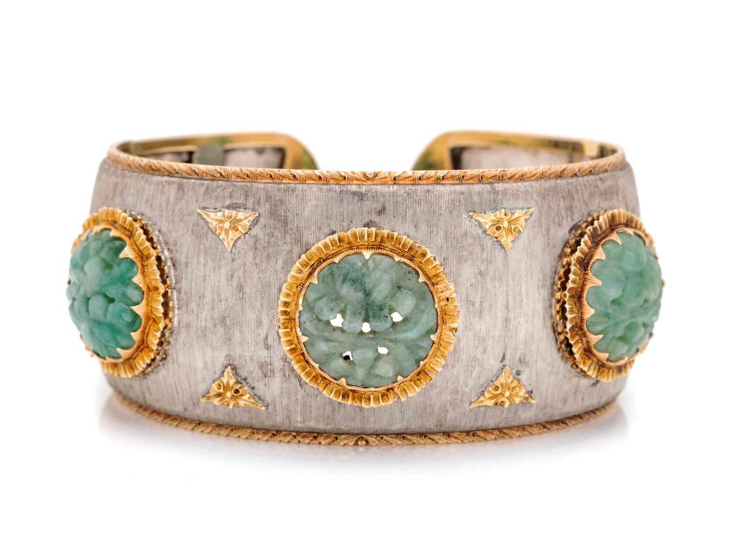 Mario Buccellati, Silver, Yellow Gold and Jade Bangle