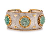 Mario Buccellati, Silver, Yellow Gold and Jade Bangle