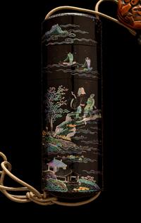 A Japanese Shell Inlaid Black Lacquer Four-Case Inro