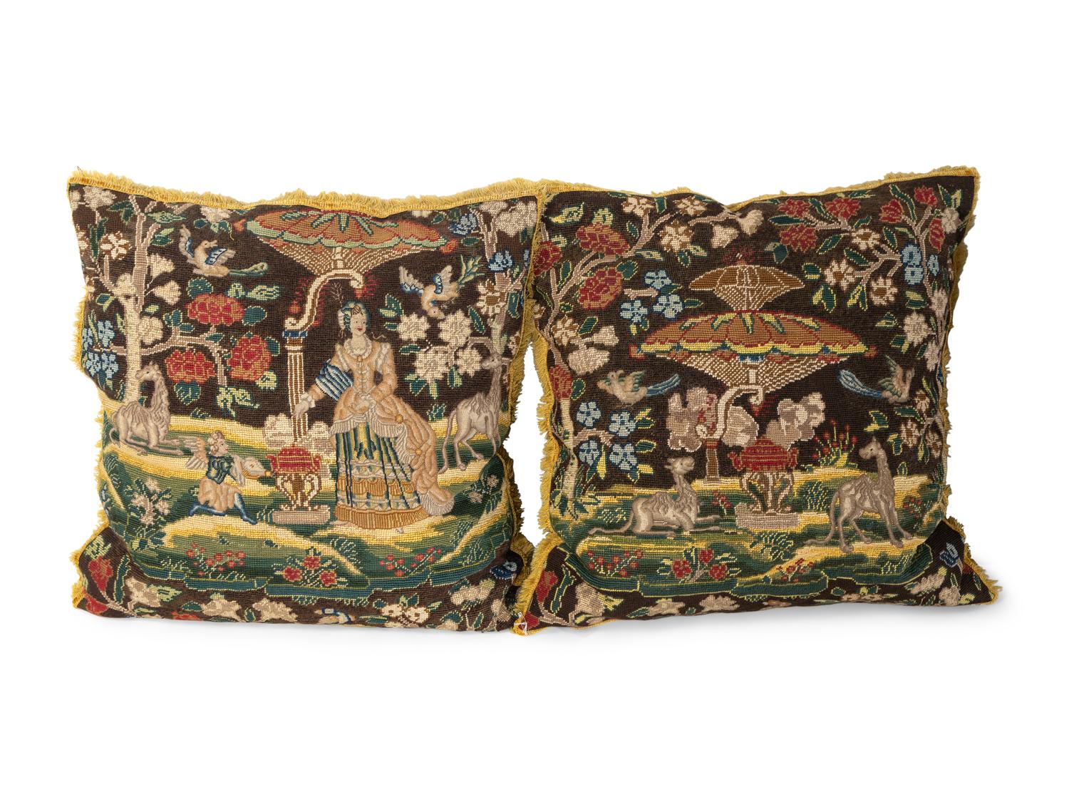Three Sets of Needlepoint Pillows