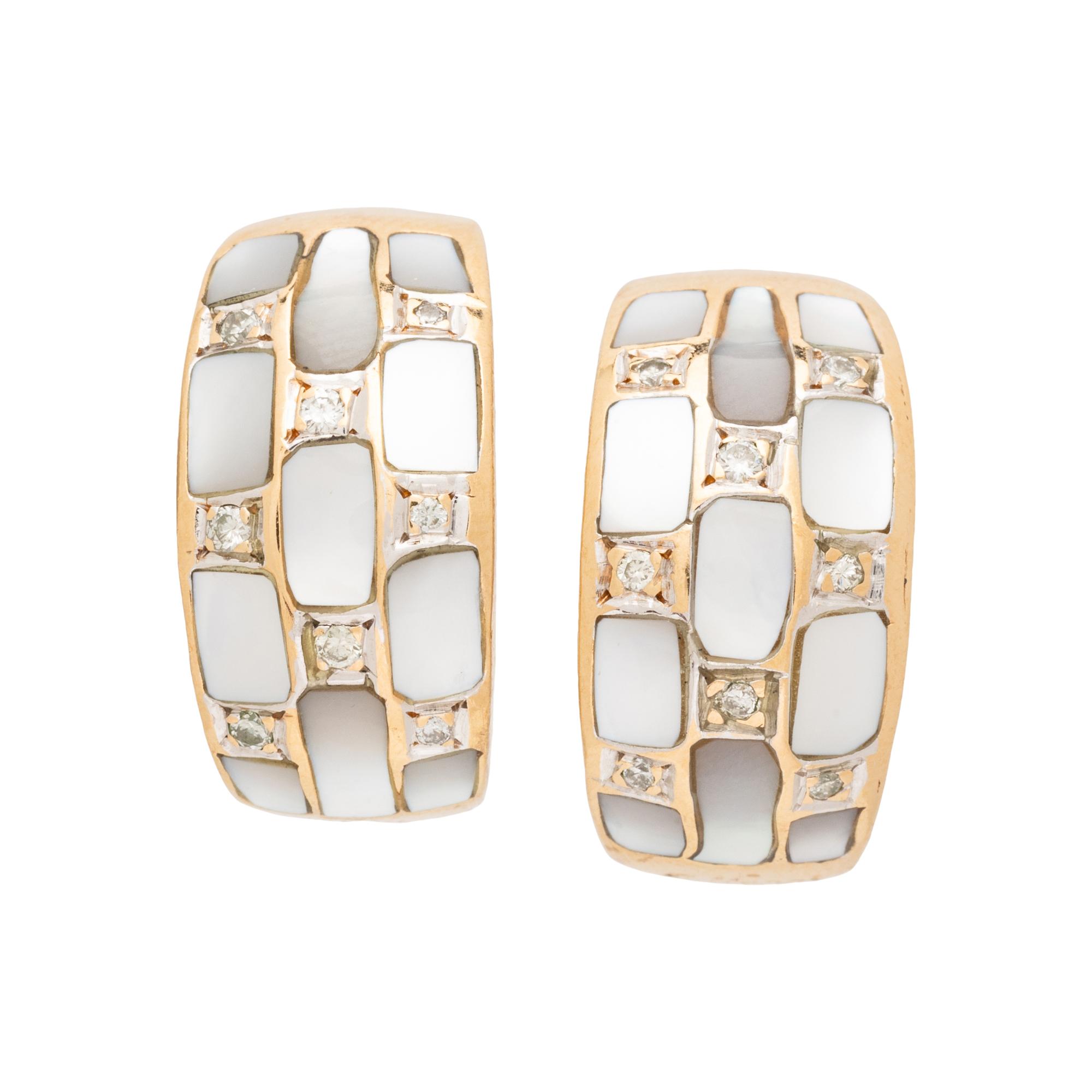 BELLARI, MOTHER-OF-PEARL AND DIAMOND CLIP EARRINGS