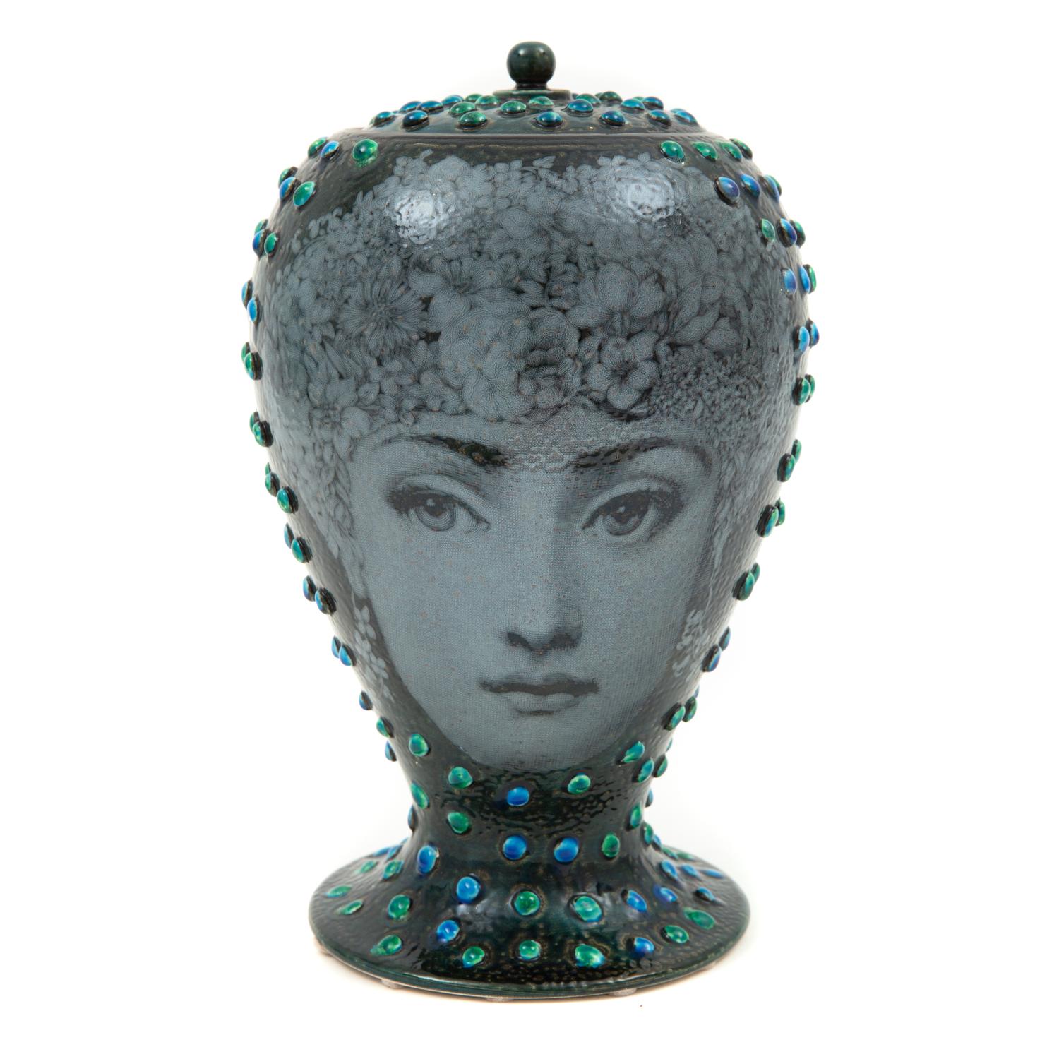 A Piero Fornasetti Flora Glazed Ceramic Urn