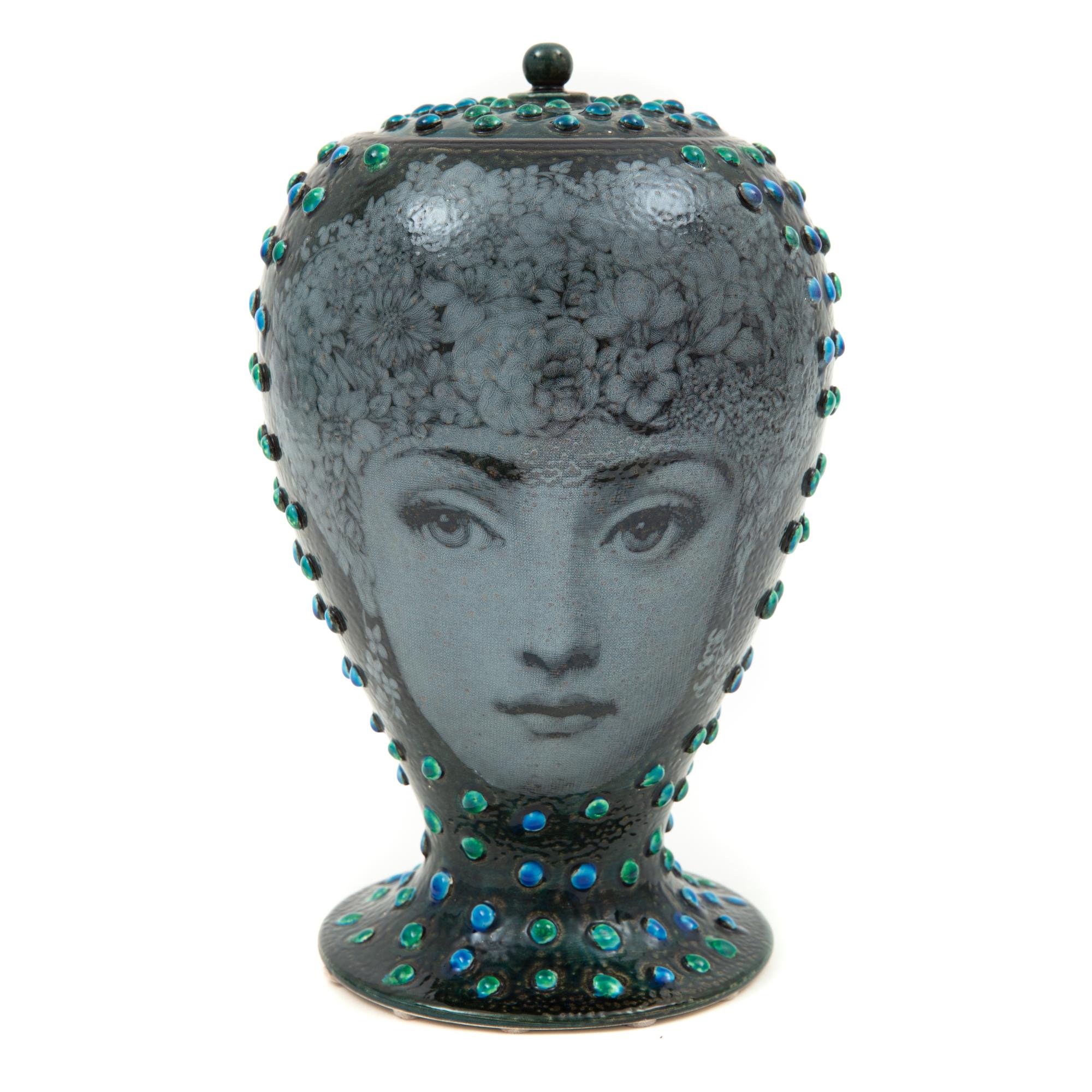 A Piero Fornasetti Flora Glazed Ceramic Urn