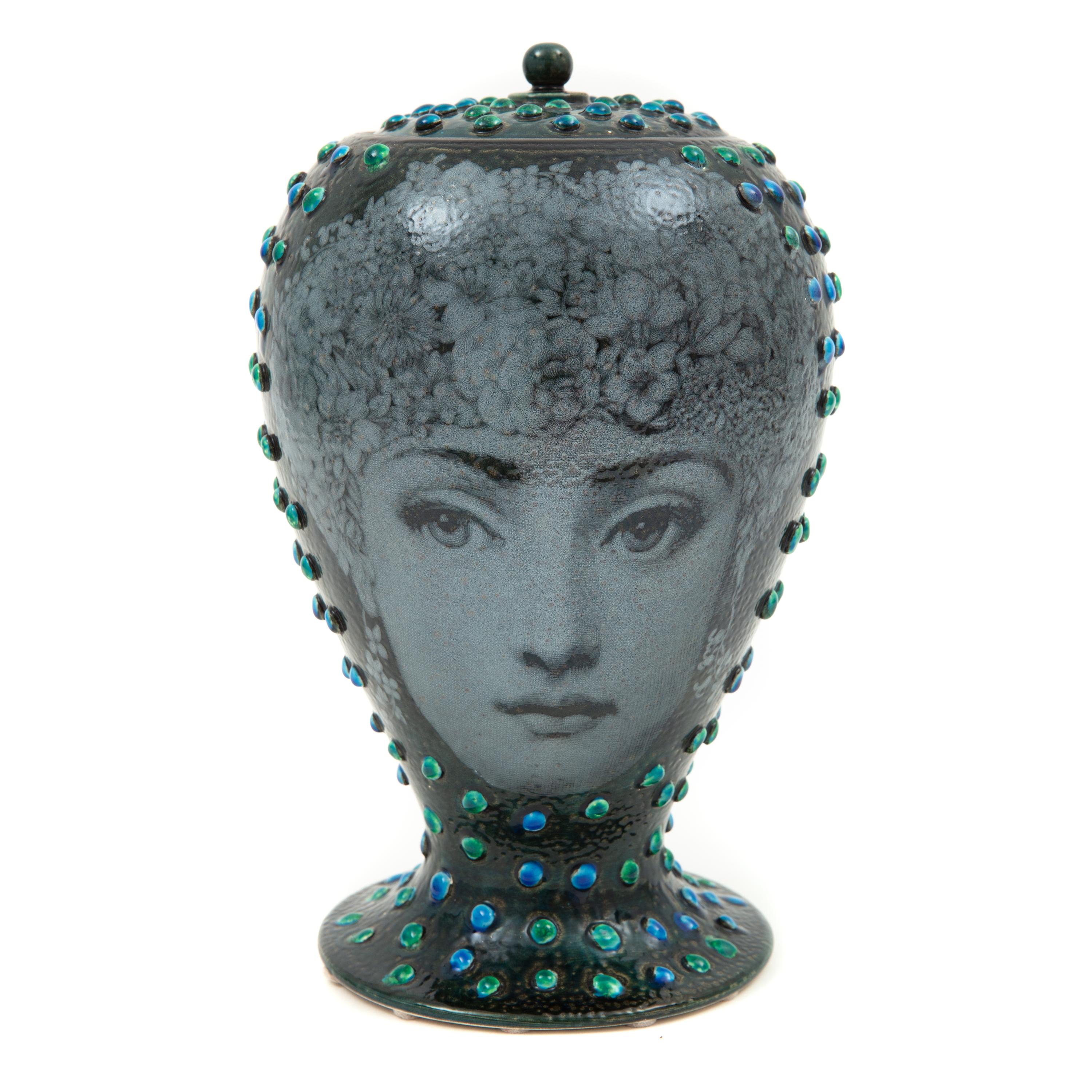 A Piero Fornasetti Flora Glazed Ceramic Urn