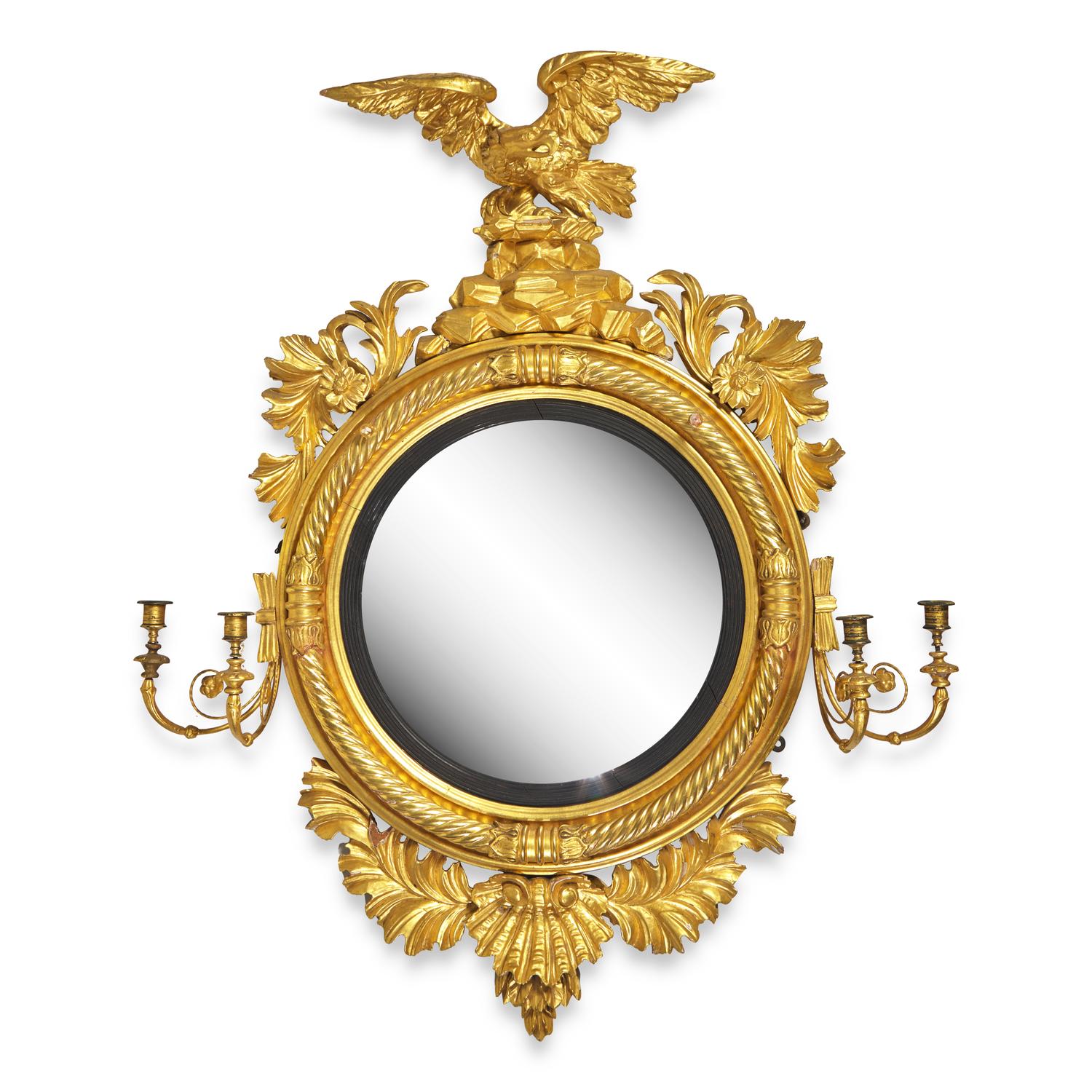 A Large Classical Giltwood Bull's Eye Girandole Mirror