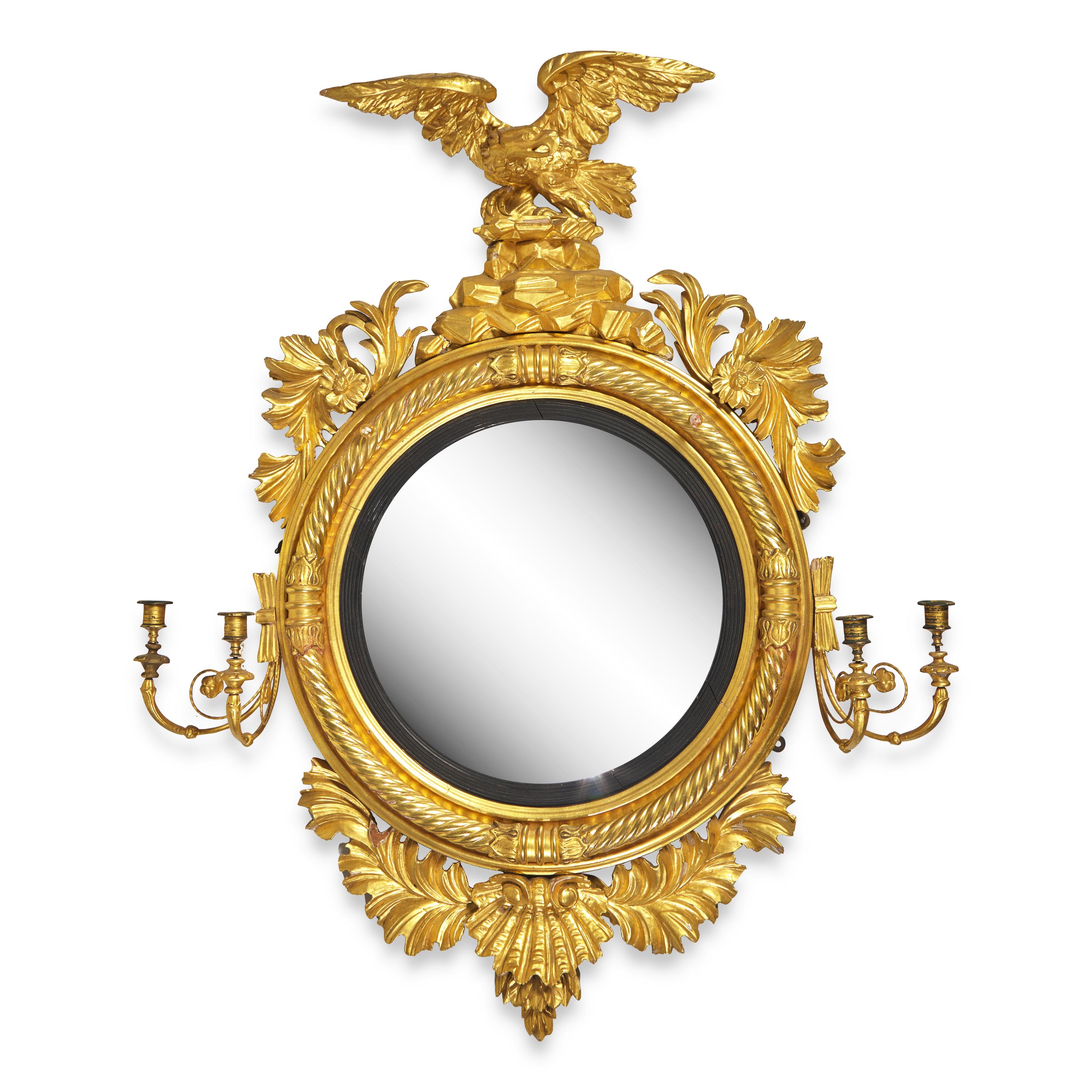 A Large Classical Giltwood Bull's Eye Girandole Mirror