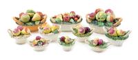 Ten Rockingham Ceramic Fruit Baskets