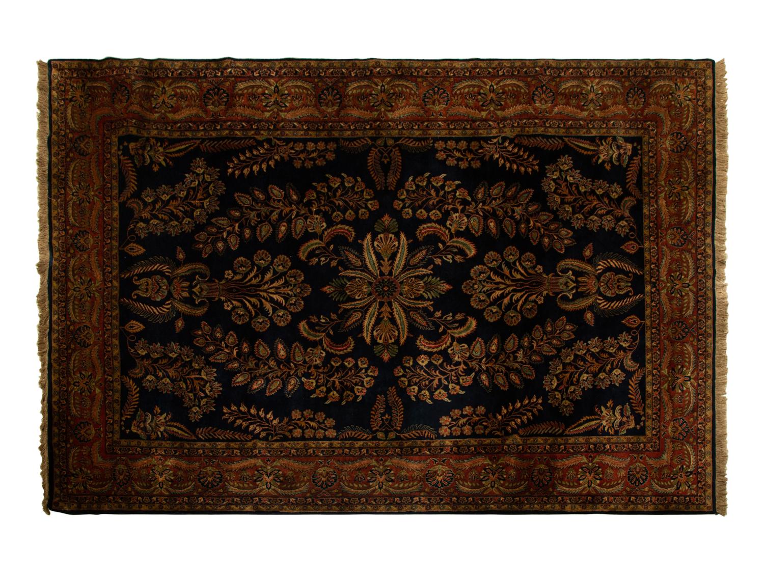 An Indian Persian Design Wool Rug — 20th Century