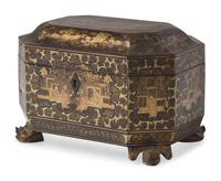A Chinese Export Lacquer Tea Caddy