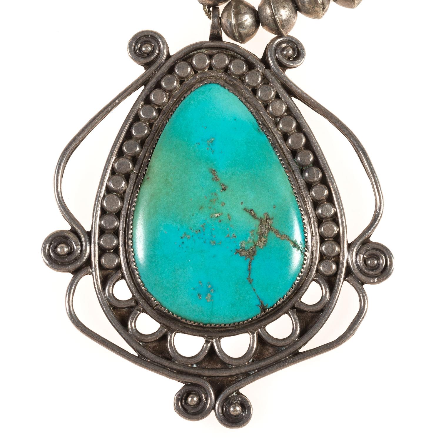 Navajo Silver and Turquoise Necklace