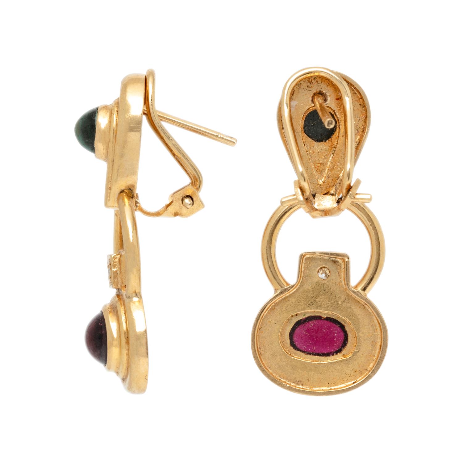 YELLOW GOLD AND MULTIGEM BRACELET AND EARRINGS