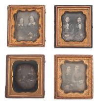 [EARLY PHOTOGRAPHY]. 28 sixth plate daguerreotypes featuring pairs of female subjects.