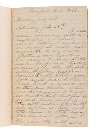 [CIVIL WAR]. BLATCHFORD, Caroline A. (1817-1901). A group of 4 Civil War-era diaries written by Caroline Appleton Blatchford, including discussion of prominent New York families, the ongoing war, and work with the Women's Central Relief Association.