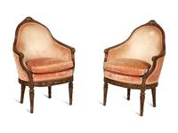 A Pair of Régence Style Carved and Parcel Gilt Bergères — 19th/20th Century
