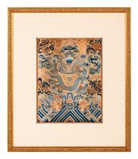 A Chinese Embroidered Silk 'Dragon' Panel