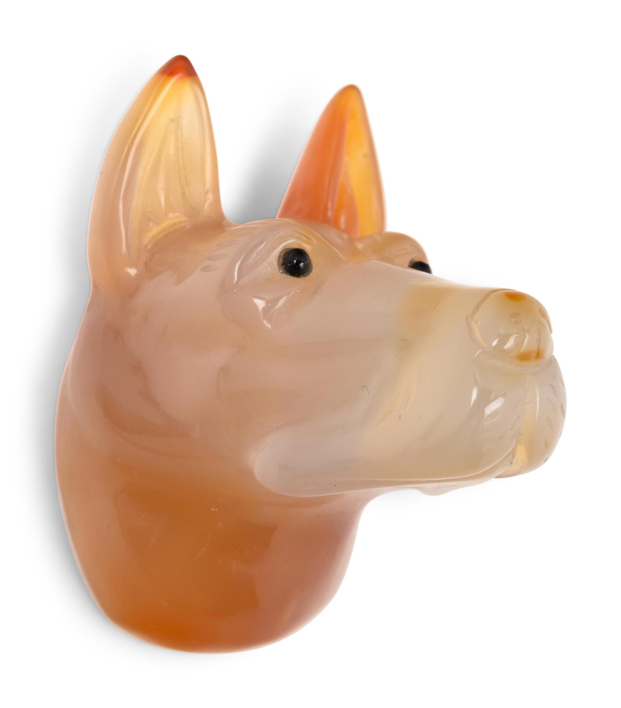 A Continental Carved Hardstone-Inset Zoomorphic Figure