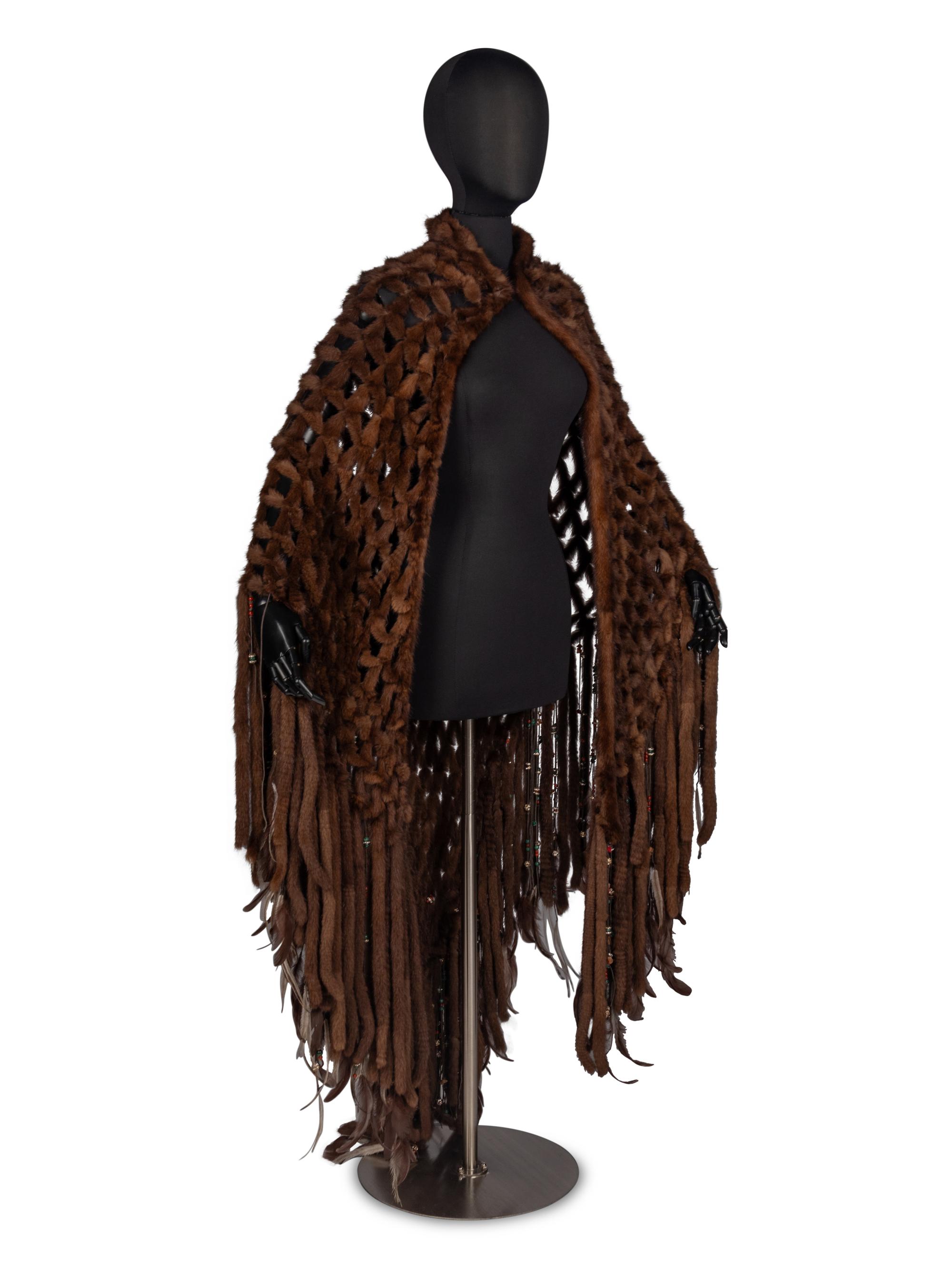 Roberto Cavalli Beaded Mink Cape