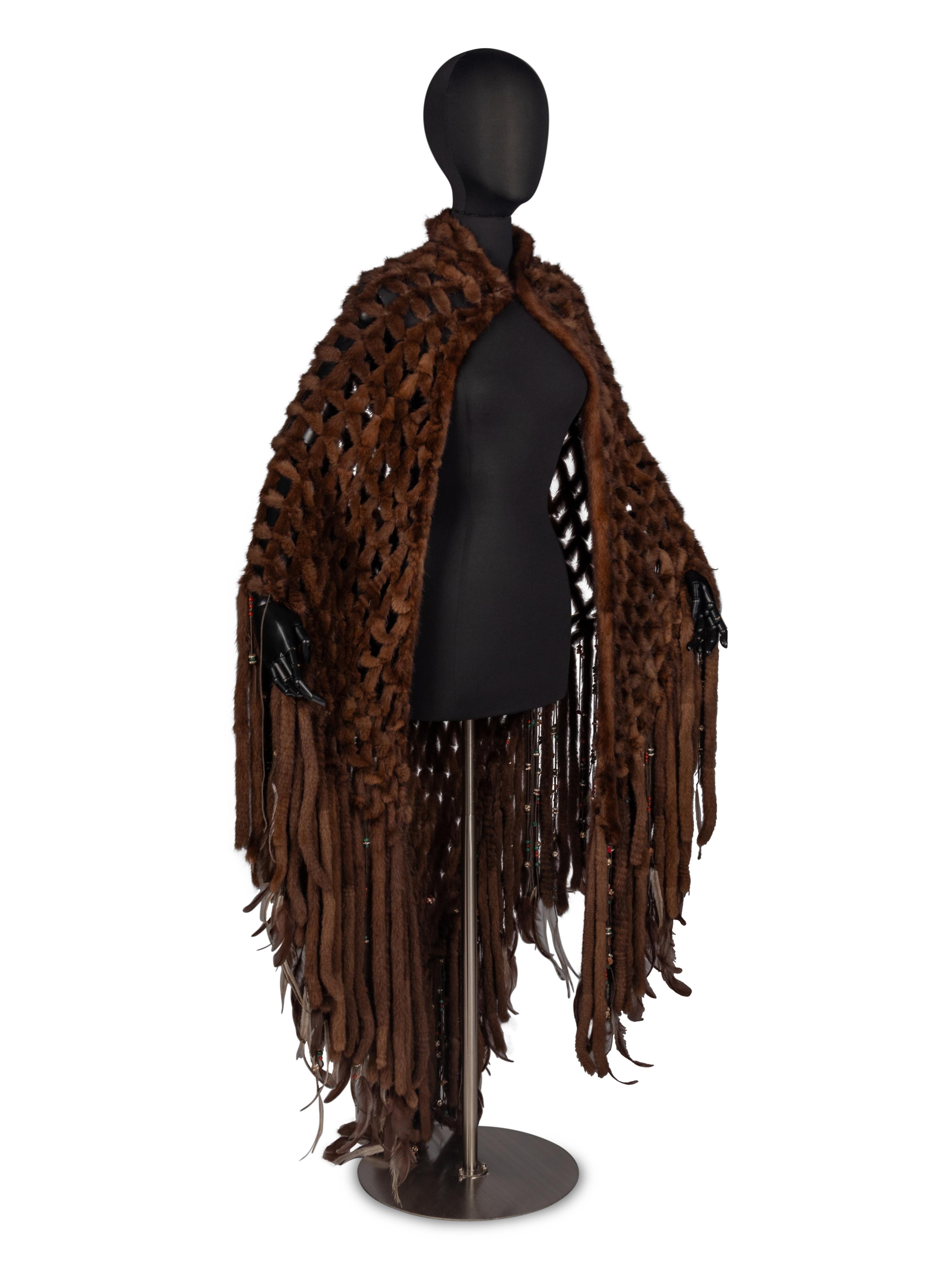 Roberto Cavalli Beaded Mink Cape