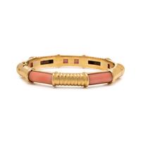 YELLOW GOLD AND CORAL BANGLE BRACELET