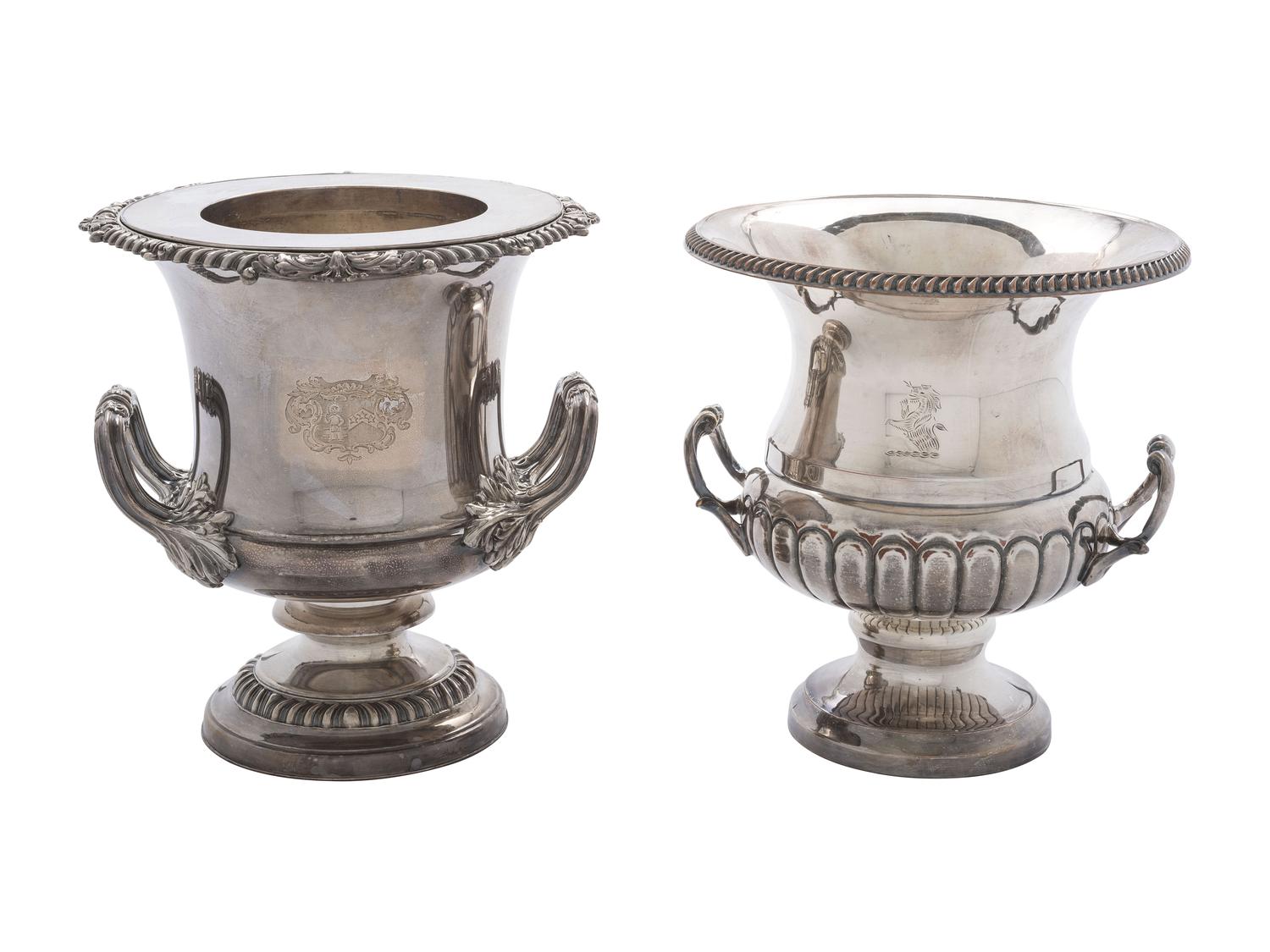 A Silverplated Compote and Wine Cooler