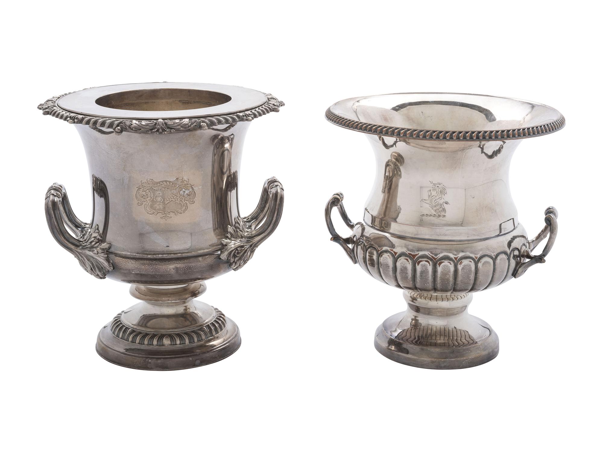 A Silverplated Compote and Wine Cooler
