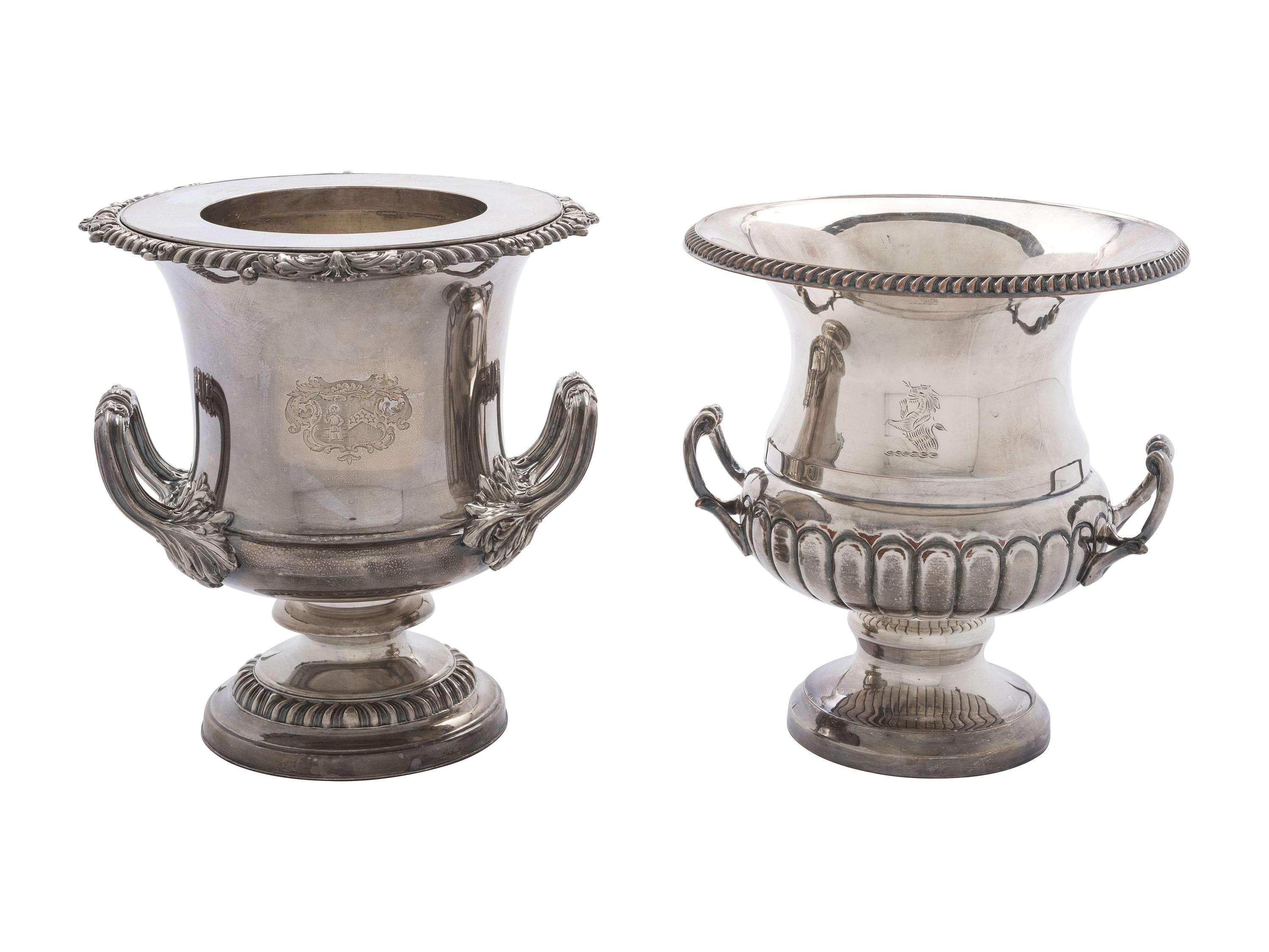 A Silverplated Compote and Wine Cooler