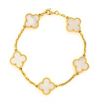 VAN CLEEF & ARPELS, YELLOW GOLD AND MOTHER-OF-PEARL 'VINTAGE ALHAMBRA' BRACELET