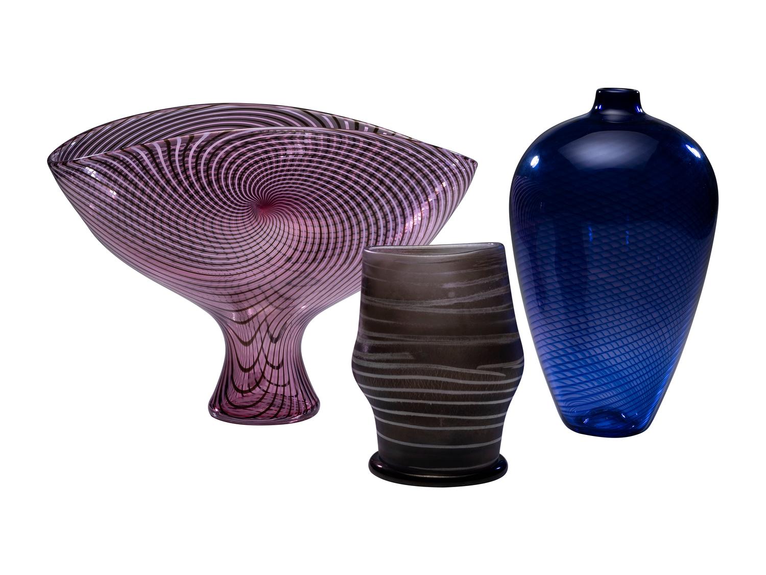 Three Art Glass Vessels