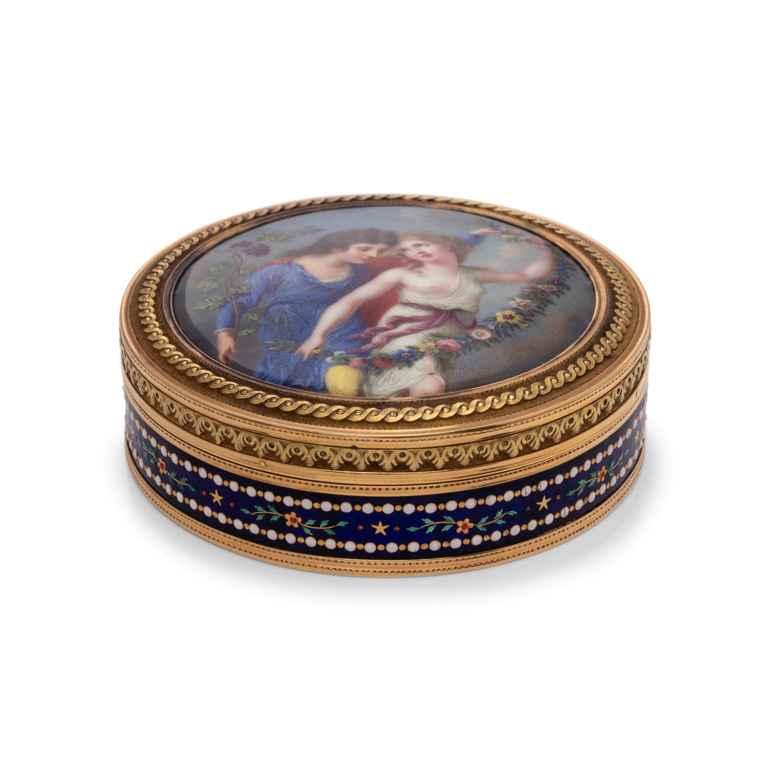 A Gold and Enameled Bonbonnière