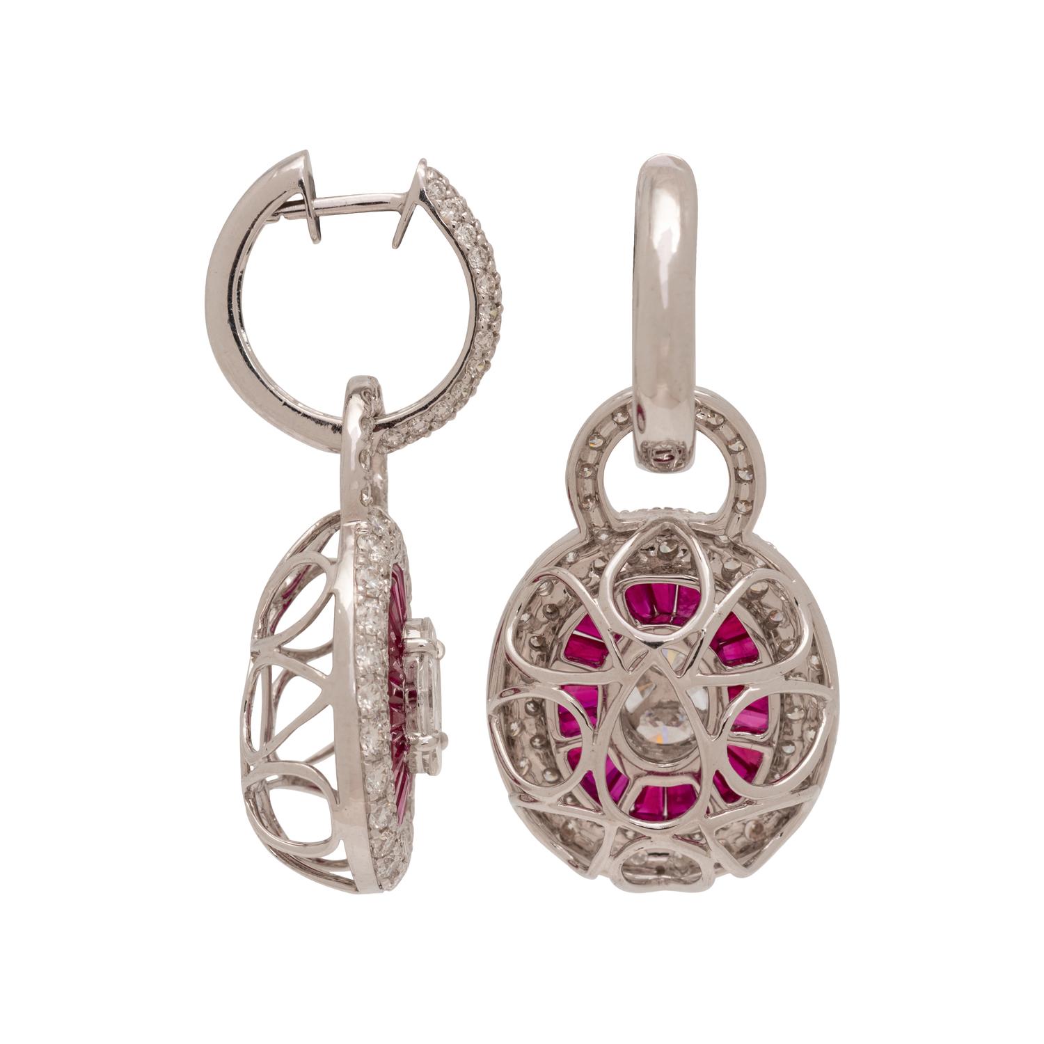 CONVERTIBLE DIAMOND AND RUBY EARRINGS