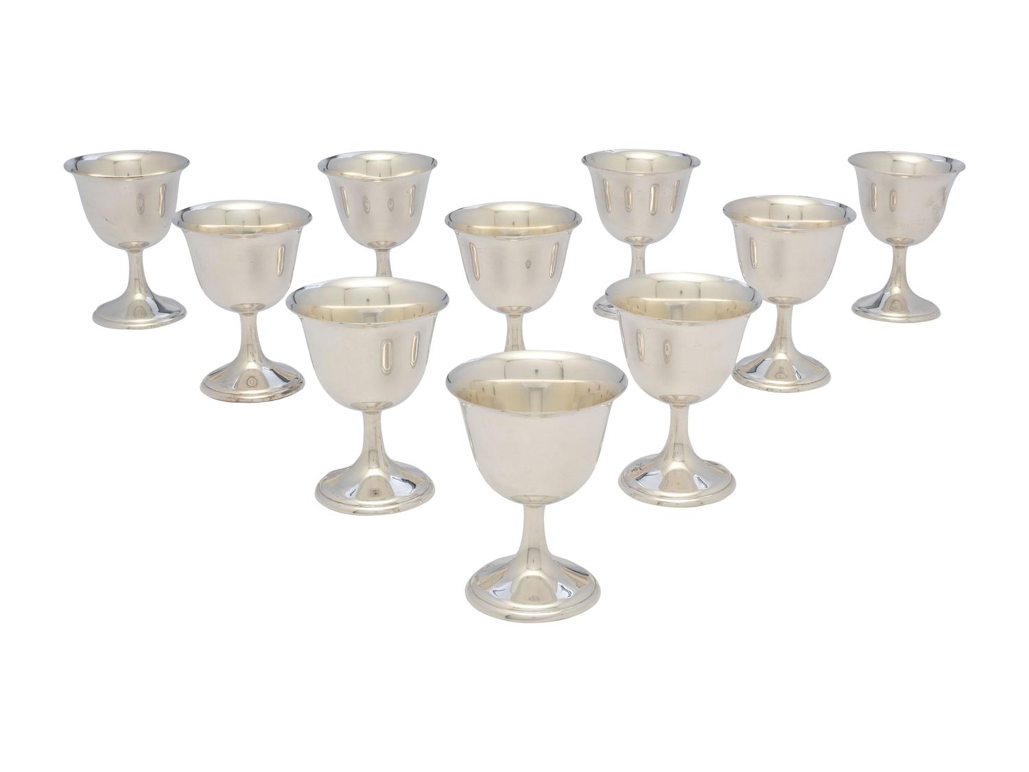 Ten American Silver Sherbet Goblets