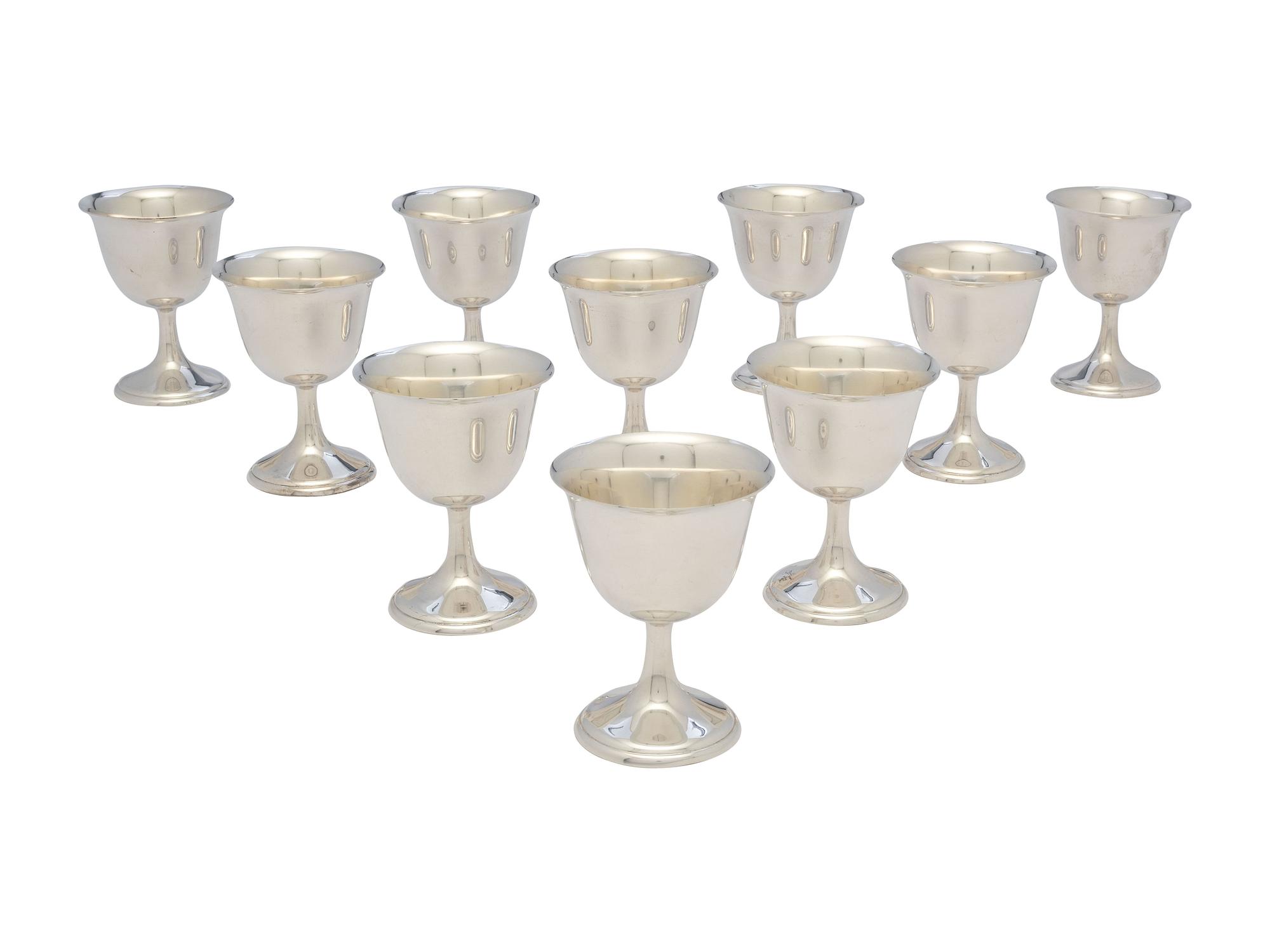 Ten American Silver Sherbet Goblets