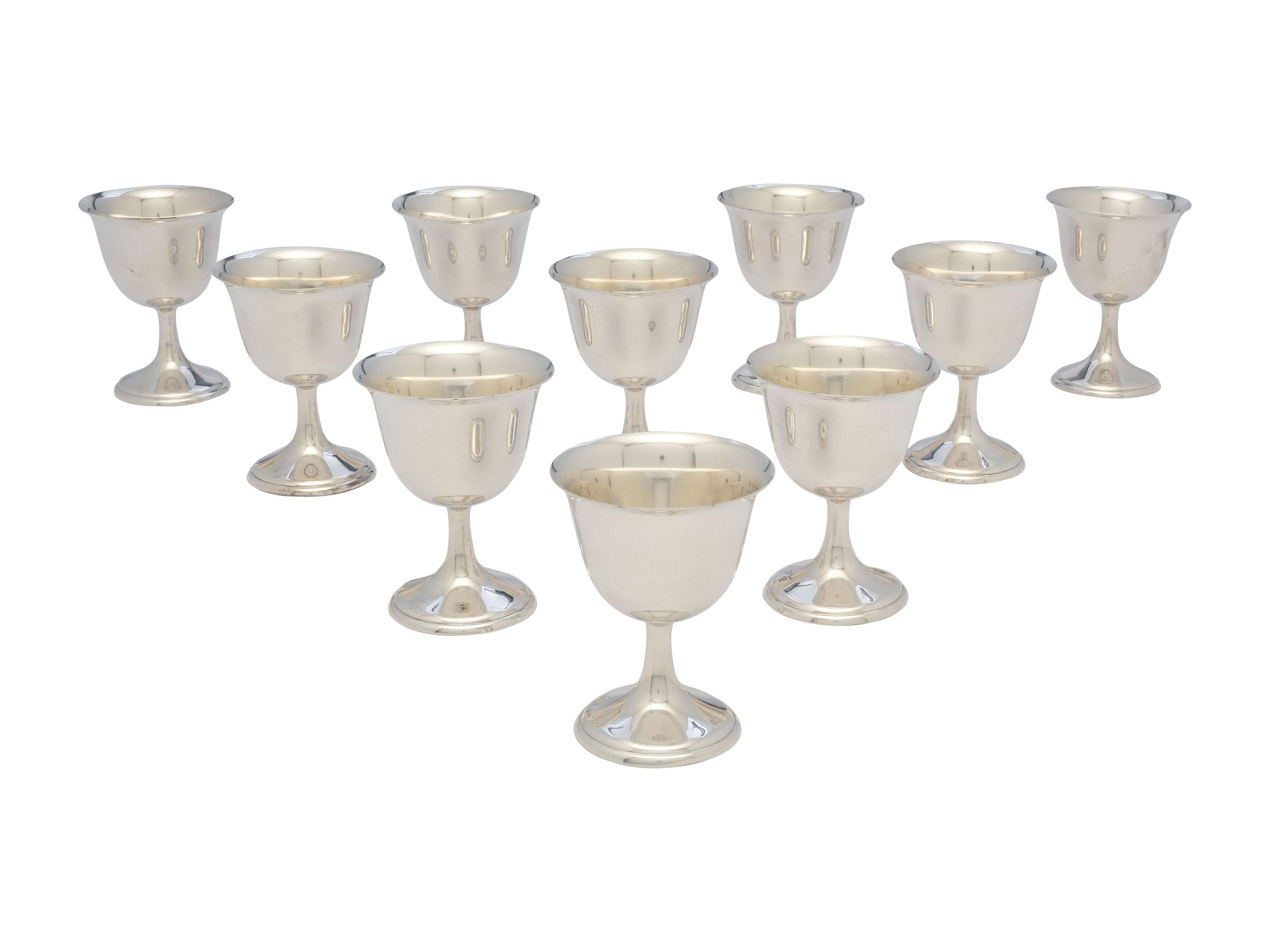 Ten American Silver Sherbet Goblets