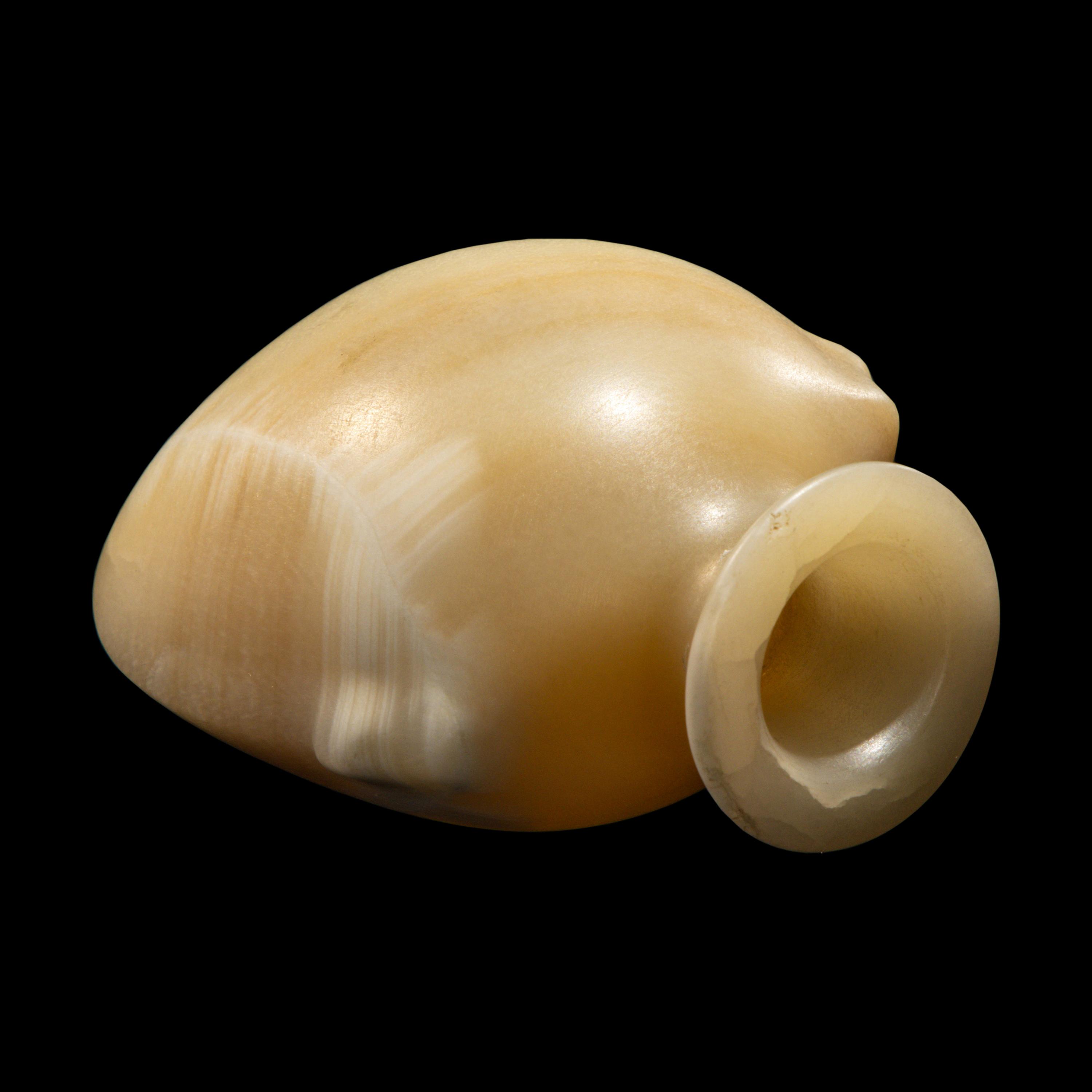 An Egyptian Alabaster Pilgrim Flask