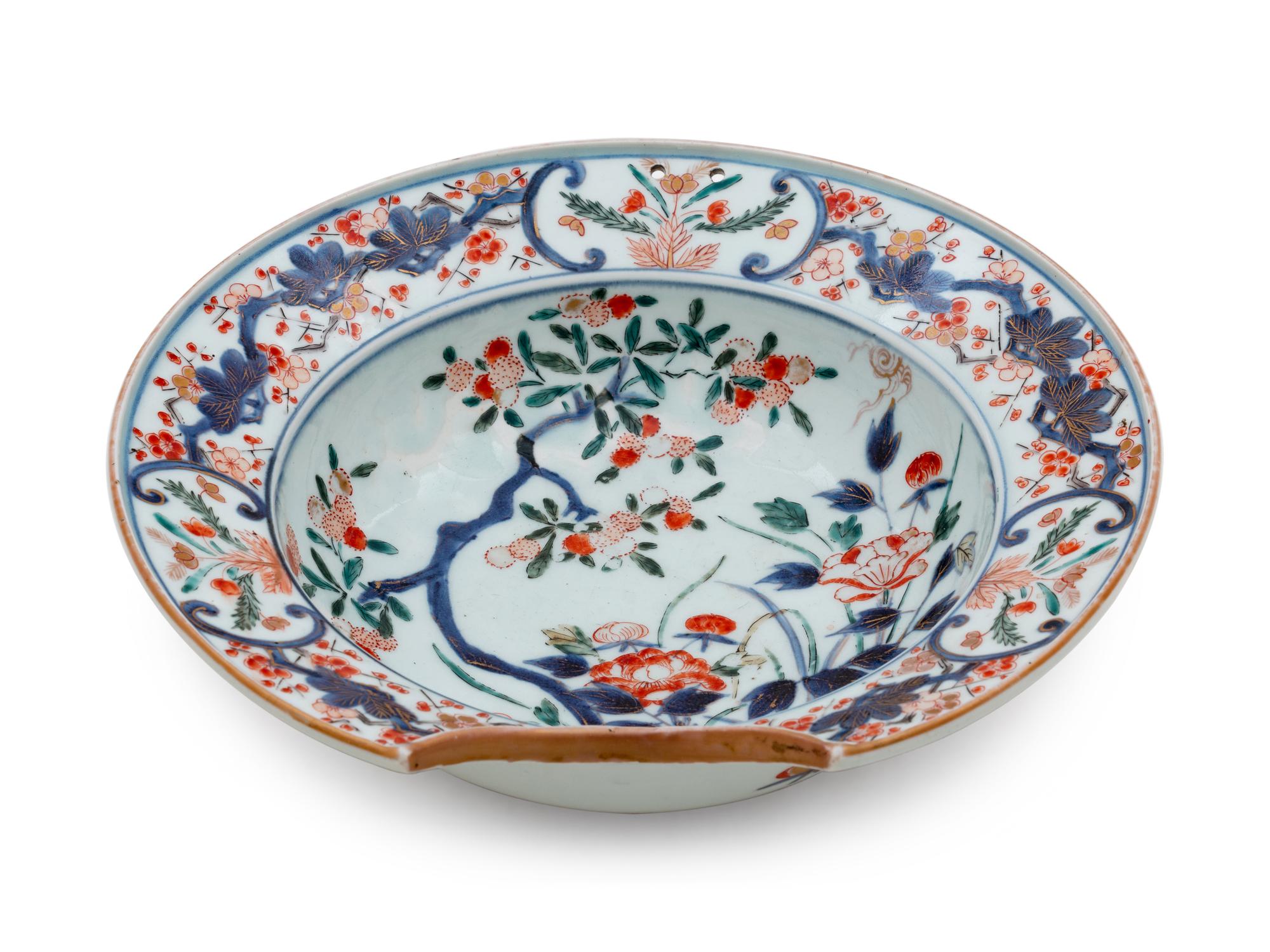 A Chinese Export Imari Style Barber's Basin