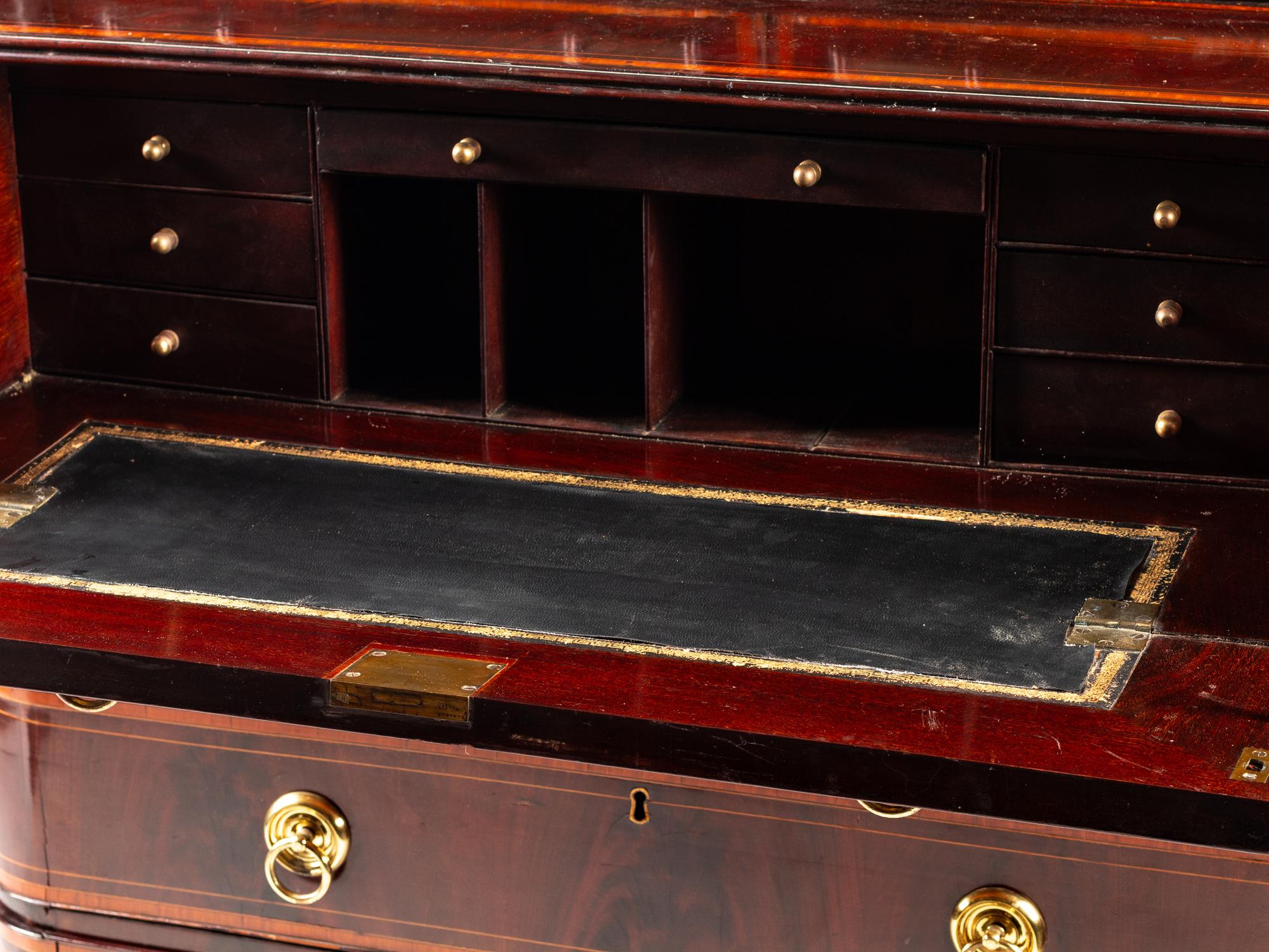 A Regency Satinwood-Inlaid Mahogany Bureau Bookcase