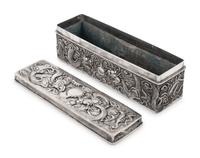 A Chinese Export Silver Rectangular Box and Cover