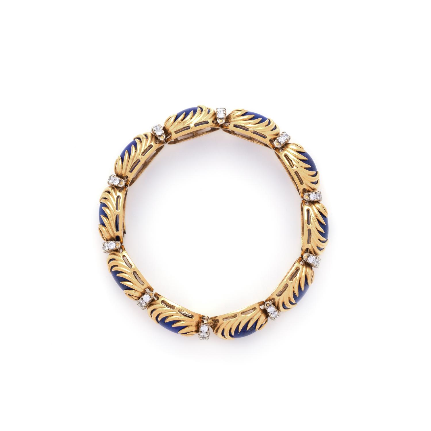 YELLOW GOLD, LAPIS LAZULI AND DIAMOND BRACELET