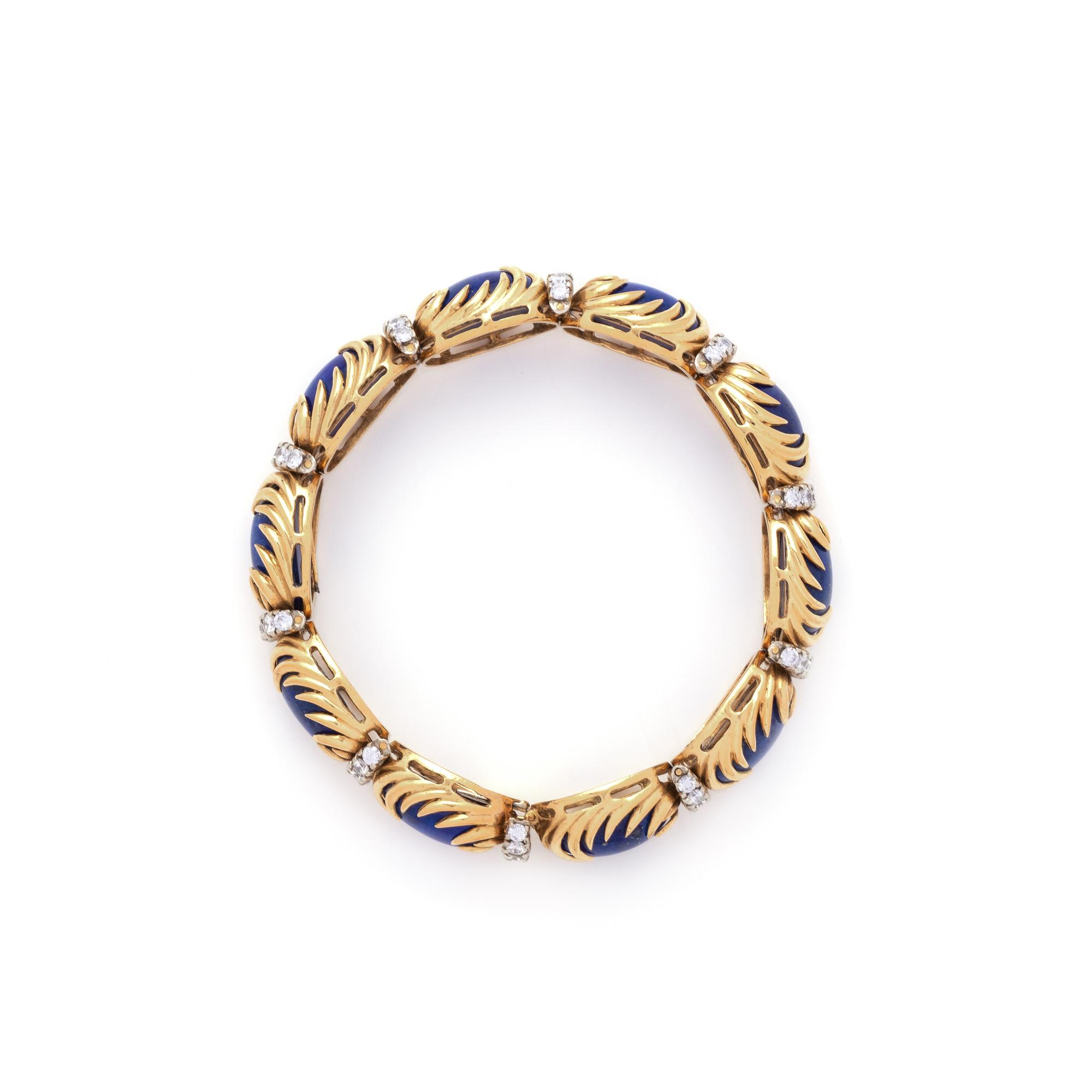 YELLOW GOLD, LAPIS LAZULI AND DIAMOND BRACELET